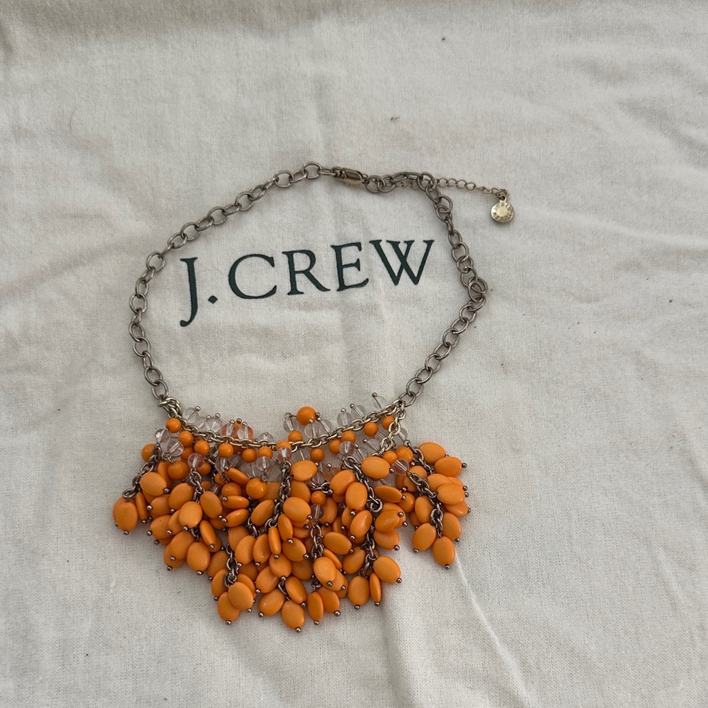 J. Crew Vibrant Orange Fringe Necklace